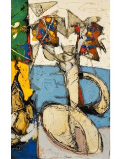 Nature morte au vase de fleurs, 1961. Huile sur toile. Claude Venard