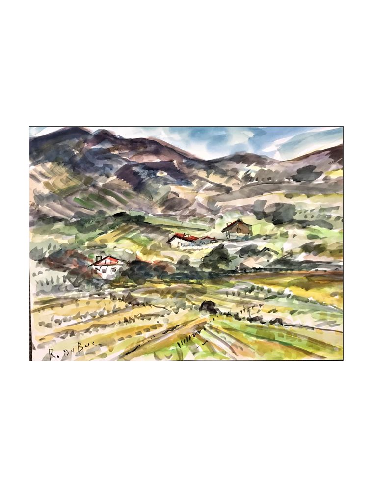 Paysage de montagne. Aquarelle, signée en bas à gauche. Rolland Dubuc Paysage de montagne. Aquarelle, signée en bas à gauche. Rolland Dubuc