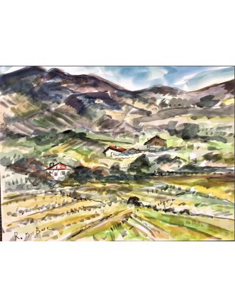 Paysage de montagne. Aquarelle, signée en bas à gauche. Rolland Dubuc 