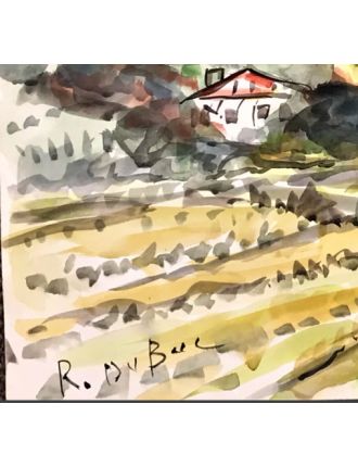 Paysage de montagne. Aquarelle, signée en bas à gauche. Rolland Dubuc 