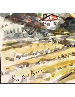 Paysage de montagne. Aquarelle, signée en bas à gauche. Rolland Dubuc 
