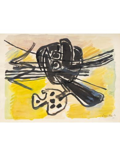 Composition abstraite. Gouache et encre sur papier. Corneille 
