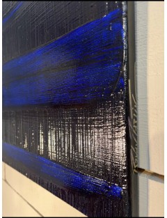 Composition abstraite. "Pierre Soulages Tribute". Résine pigments et glaçage sur toile de Ronan Martin