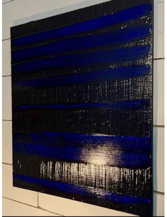 Composition abstraite. "Pierre Soulages Tribute". Résine pigments et glaçage sur toile de Ronan Martin