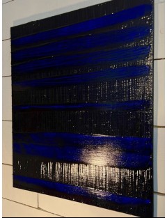 Composition abstraite. "Pierre Soulages Tribute". Résine pigments et glaçage sur toile de Ronan Martin