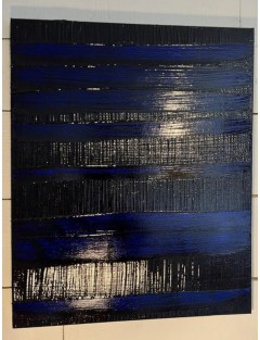Composition abstraite. "Pierre Soulages Tribute". Résine pigments et glaçage sur toile de Ronan Martin