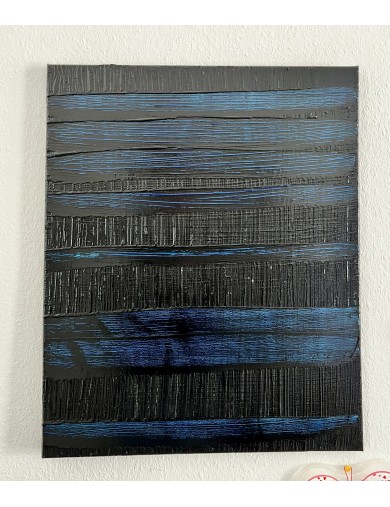 Composition abstraite. "Pierre Soulages Tribute". Résine pigments et glaçage sur toile de Ronan Martin