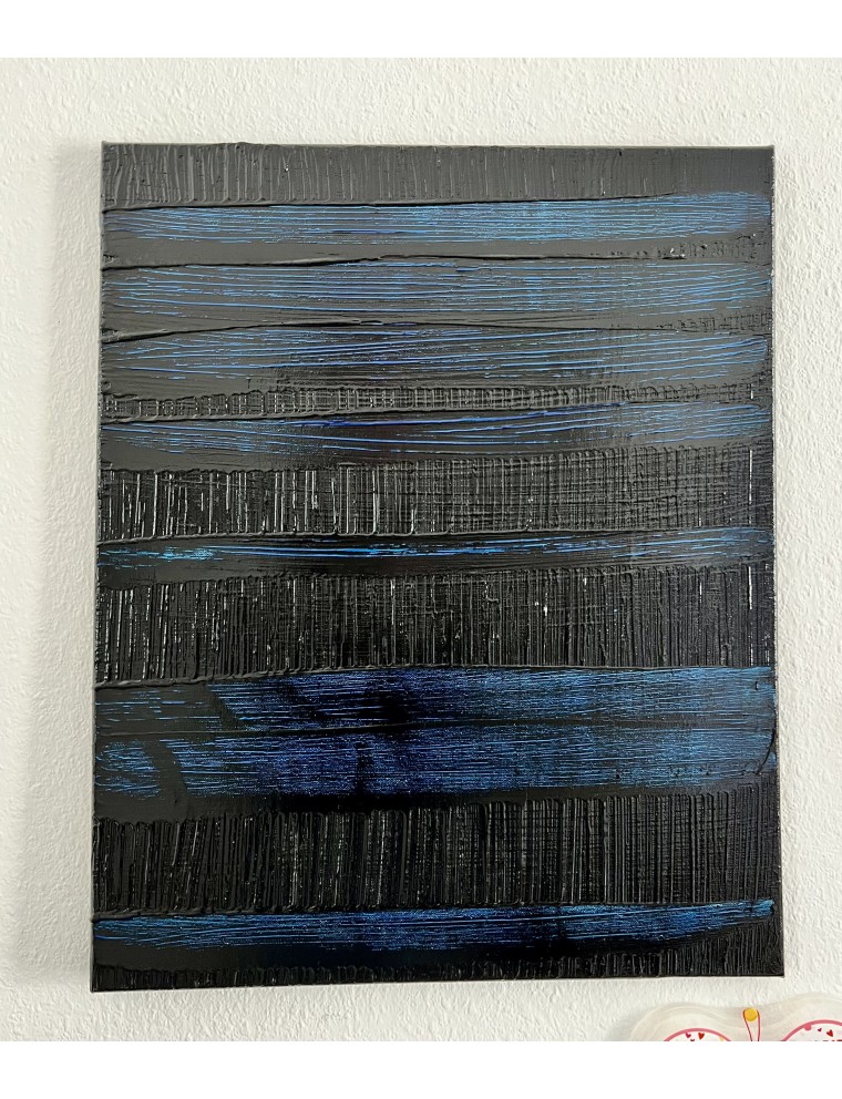Composition abstraite. "Pierre Soulages Tribute". Résine pigments et glaçage sur toile de Ronan Martin
