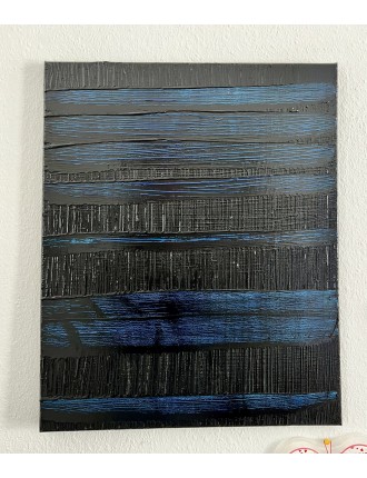 Composition abstraite. "Pierre Soulages Tribute". Résine pigments et glaçage sur toile de Ronan Martin