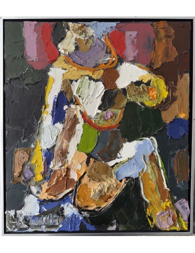Composition abstraite. "Abstraction". Huile sur toile. Signée et datée 1991 de Wim Ricourt