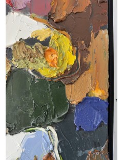 Composition abstraite. "Abstraction". Huile sur toile. Signée et datée 1991 de Wim Ricourt