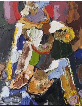 Composition abstraite. "Abstraction". Huile sur toile. Signée et datée 1991 de Wim Ricourt