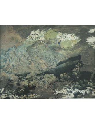 Dora Maar (Henriette Théodora Markovitch). Huile sur papier. Composition abstraite en nuance de vert bronze