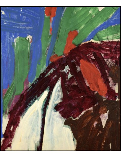 Composition abstraite. Huile sur toile, 1960, signée, datée. Alain Jacquet