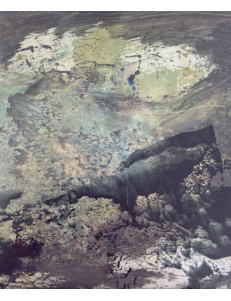 Dora Maar (Henriette Théodora Markovitch). Huile sur papier. Composition abstraite en nuance de vert bronze
