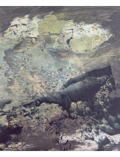 Dora Maar (Henriette Théodora Markovitch). Huile sur papier. Composition abstraite en nuance de vert bronze