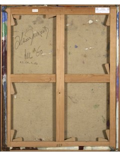 Composition abstraite. Huile sur toile, 1960, signée, datée. Alain Jacquet