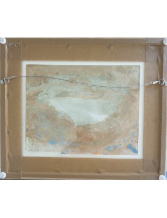 Dora Maar (Henriette Théodora Markovitch). Huile sur papier. Composition abstraite en nuances de orange, vert et bleu.