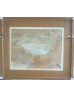 Dora Maar (Henriette Théodora Markovitch). Huile sur papier. Composition abstraite en nuances de orange, vert et bleu.