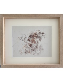 Dora Maar (Henriette Théodora Markovitch). Huile sur papier. Composition abstraite en nuances de brun orangé.