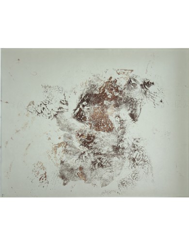 Dora Maar. Huile sur papier. Composition abstraite en nuances de brun orangé.