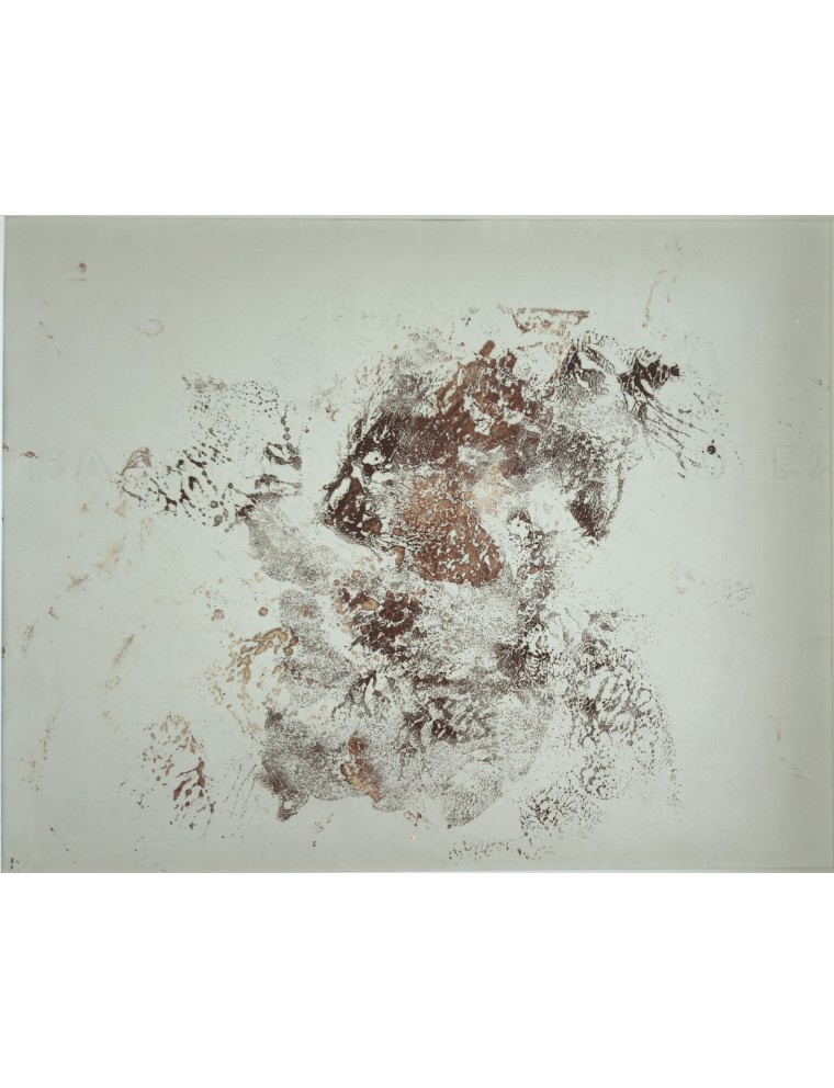 Dora Maar (Henriette Théodora Markovitch). Huile sur papier. Composition abstraite en nuances de brun orangé.