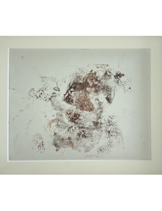Dora Maar (Henriette Théodora Markovitch). Huile sur papier. Composition abstraite en nuances de brun orangé.