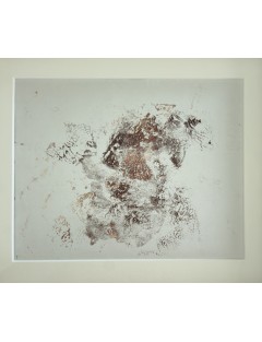 Dora Maar (Henriette Théodora Markovitch). Huile sur papier. Composition abstraite en nuances de brun orangé.