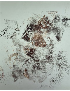 Dora Maar (Henriette Théodora Markovitch). Huile sur papier. Composition abstraite en nuances de brun orangé.