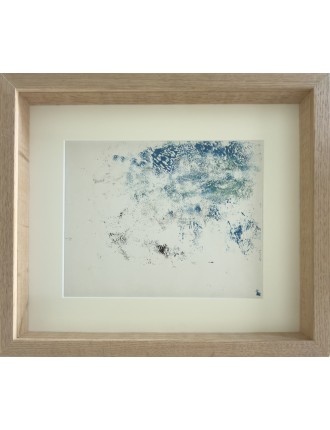 Dora Maar. Huile sur papier. Composition abstraite en nuances de bleu et vert émeraude