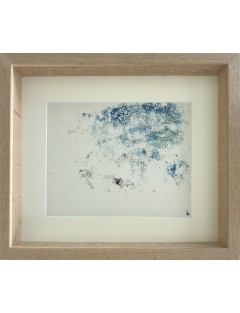 Dora Maar. Huile sur papier. Composition abstraite en nuances de bleu et vert émeraude