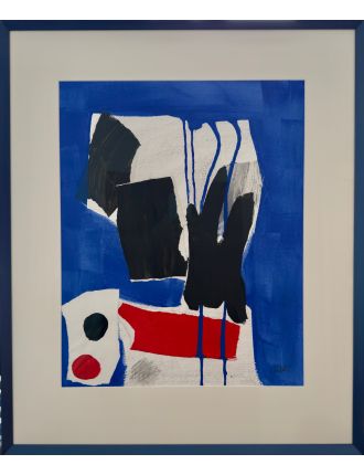 Composition en bleu, noir et rouge Technique mixte de Antoni Clave