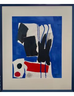 Composition en bleu, noir et rouge Technique mixte de Antoni Clave