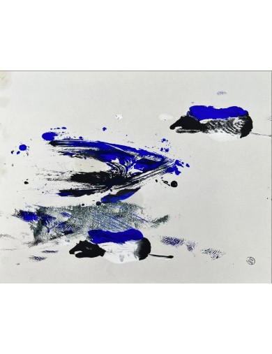 Composition abstraite bleu. Huile sur papier de Dora Maar