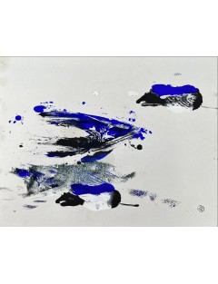 Composition abstraite bleu. Huile sur papier de Dora Maar