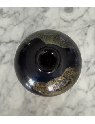 Jean-Claude Novaro - Vase ovoïde à col resserré en verre soufflé à inclusions d'oxydes, émaux et feuilles d'or