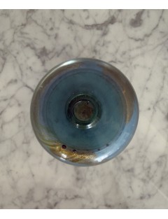 Jean-Claude Novaro - Vase ovoïde à col resserré en verre soufflé à inclusions d'oxydes, d'émaux et feuilles d'or