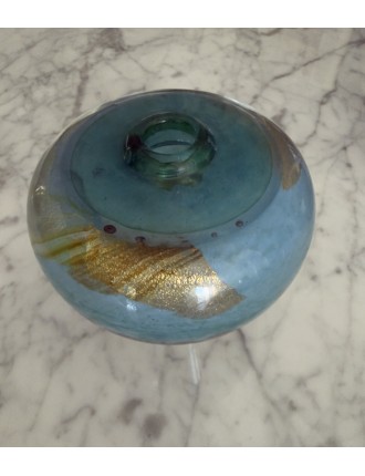 Jean-Claude Novaro - Vase ovoïde à col resserré en verre soufflé à inclusions d'oxydes, d'émaux et feuilles d'or