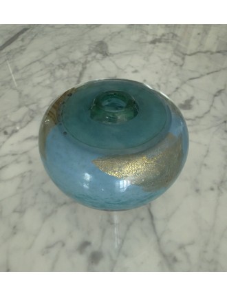 Jean-Claude Novaro - Vase ovoïde à col resserré en verre soufflé à inclusions d'oxydes, d'émaux et feuilles d'or