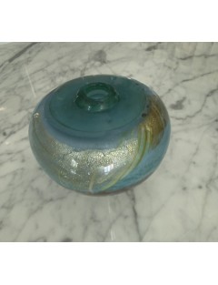 Jean-Claude Novaro - Vase ovoïde à col resserré en verre soufflé à inclusions d'oxydes, d'émaux et feuilles d'or