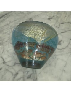 Jean-Claude Novaro - Vase ovoïde à col resserré en verre soufflé à inclusions d'oxydes, d'émaux et feuilles d'or