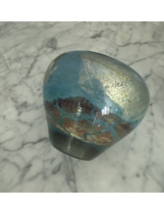Jean-Claude Novaro - Vase ovoïde à col resserré en verre soufflé à inclusions d'oxydes, d'émaux et feuilles d'or