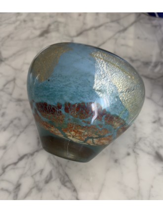 Jean-Claude Novaro - Vase ovoïde à col resserré en verre soufflé à inclusions d'oxydes, d'émaux et feuilles d'or