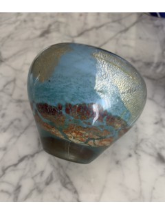 Jean-Claude Novaro - Vase ovoïde à col resserré en verre soufflé à inclusions d'oxydes, d'émaux et feuilles d'or