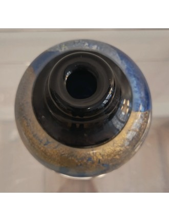 Jean-Claude Novaro - Vase ovoïde à petit col en verre soufflé à inclusions d'oxydes, d'émaux colorés et feuilles d'or