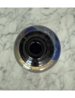 Jean-Claude Novaro - Vase ovoïde à petit col en verre soufflé à inclusions d'oxydes, d'émaux colorés et feuilles d'or