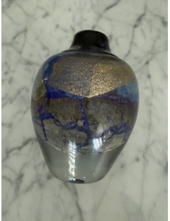 Jean-Claude Novaro - Vase ovoïde à petit col en verre soufflé à inclusions d'oxydes, d'émaux colorés et feuilles d'or