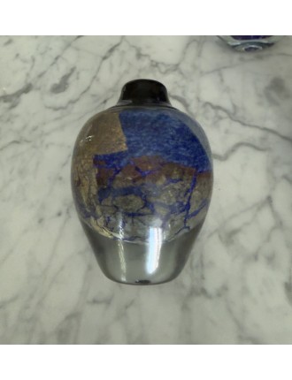 Jean-Claude Novaro - Vase ovoïde à petit col en verre soufflé à inclusions d'oxydes, d'émaux colorés et feuilles d'or