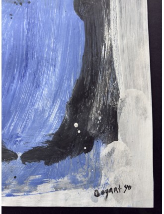 Composition abstraite. Gouache sur papier. Signée et datée 1990 de Bram Bogart