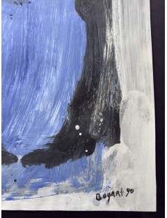 Composition abstraite. Gouache sur papier. Signée et datée 1990 de Bram Bogart